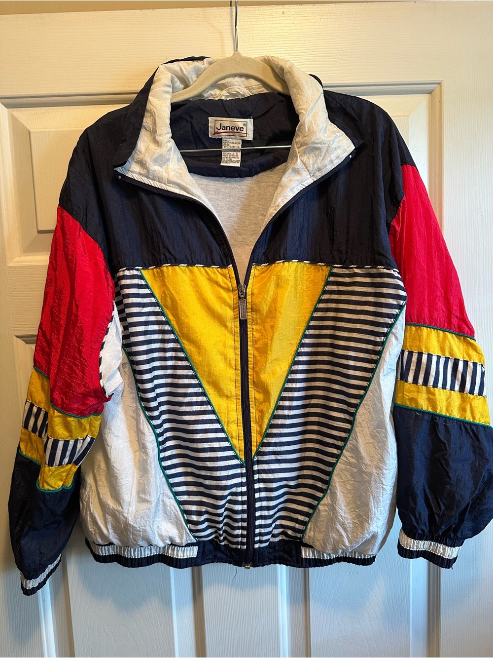 Janeve VTG Unisex Colorblock Windbreaker Full Zip Jacket S 90’s Retro Streetwear